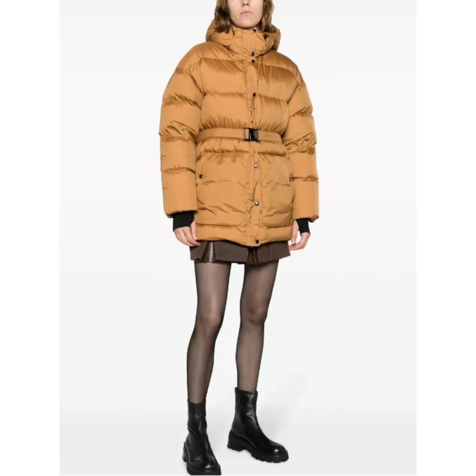 J.Lindeberg Coyote Down Parka Chipmunk Brown Belted Jacket Women’s Small Nwt — image 4 of 8